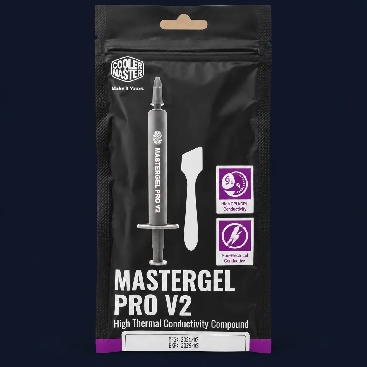 Cooler Master MasterGel Pro V2 – Pâte thermique 1,5 ml — fond sombre