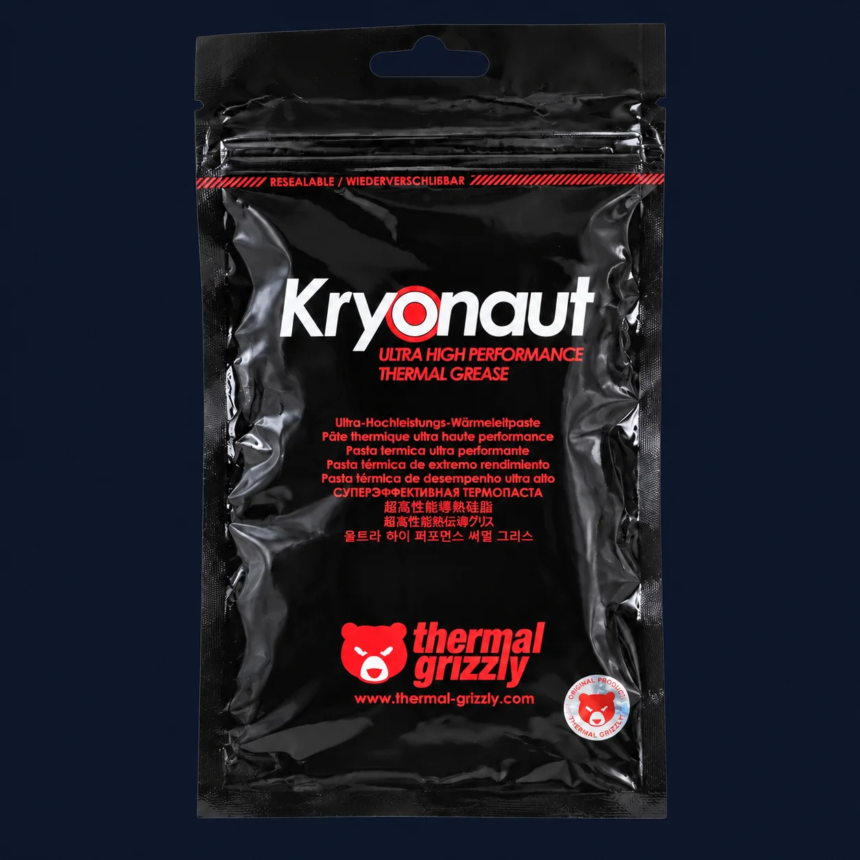 Thermal Grizzly Kryonaut – Pâte thermique 1 g — fond sombre