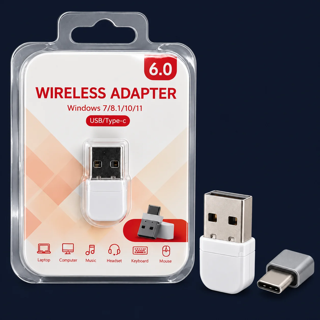 Adaptateur Bluetooth USB avec connexion USB-C — fond sombre