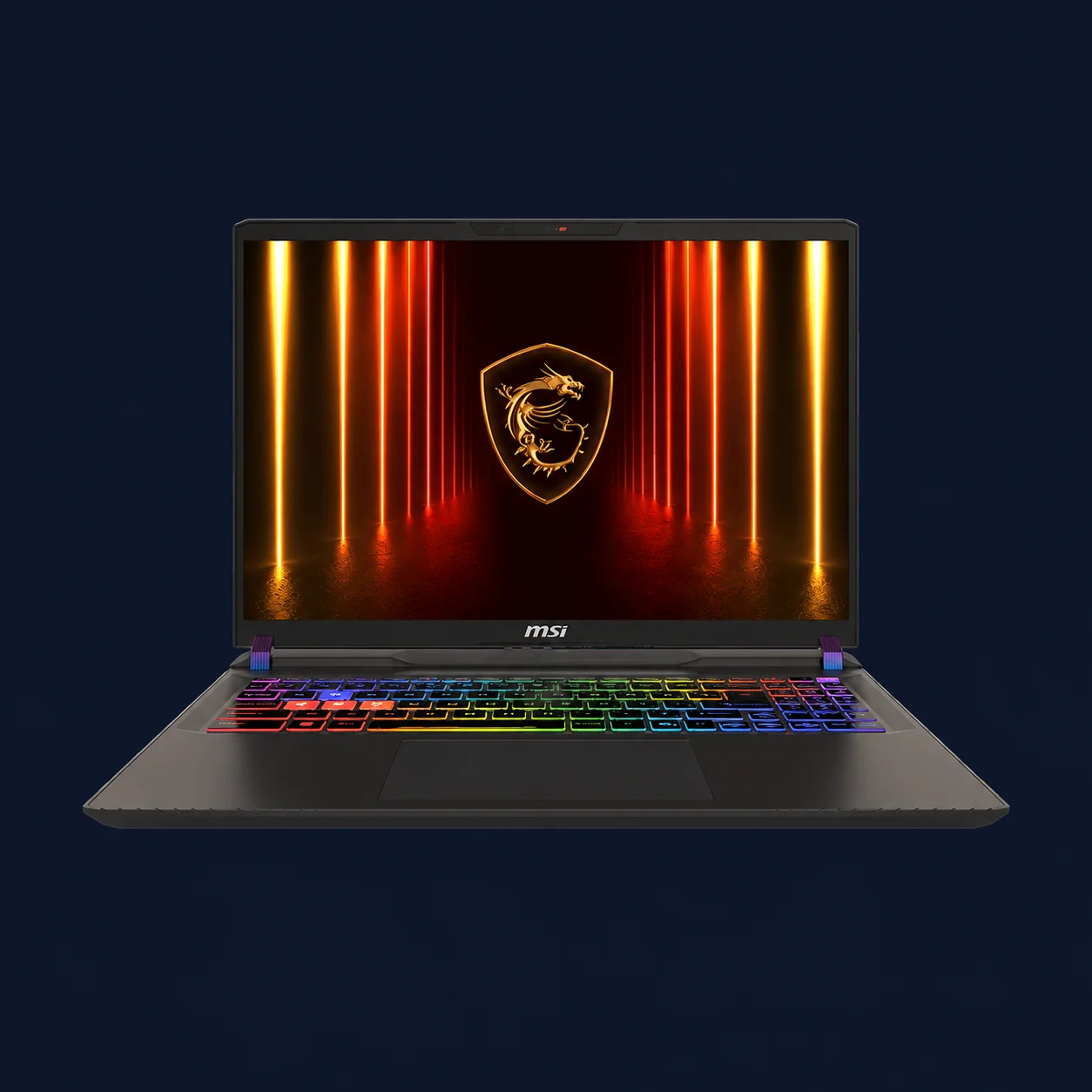 MSI Vector 16 HX AI – Ultra 9-275HX / 16 Go / 1 To / RTX 5080 16 Go — visuel du modèle sur fond sombre